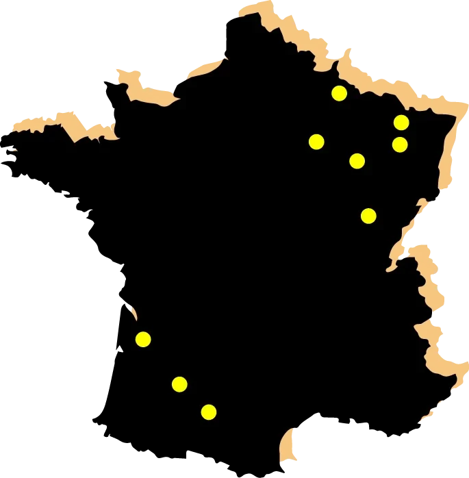 Carte de la france montrent les boutiques de chez SWITCH